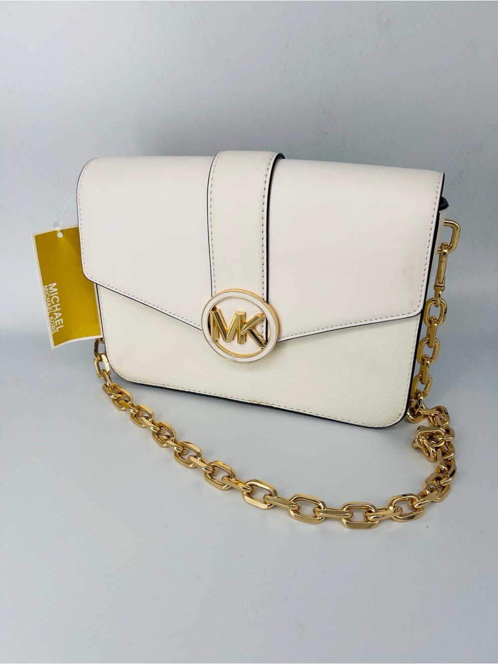 Michael Kors optic White MK Logo Chain Crossbody Bag